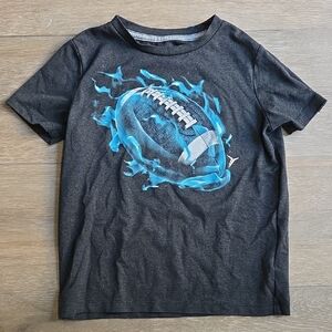Old Navy Kids Dark Gray Tee with Electric Blue Football Graphic